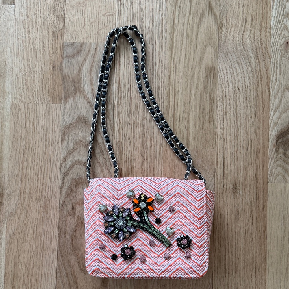 Embellished Orange Shoulder Bag